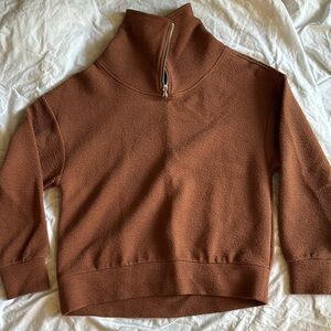 Calia by Carrie Underwood Women's Brown 1/4 zip cowl neck Sweater, Small.